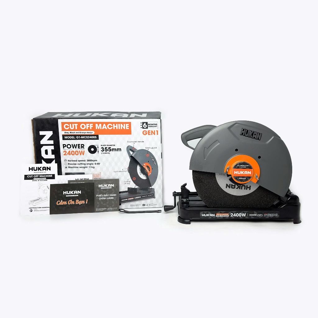 Máy Cắt Sắt HUKAN 2400W G1-MCS2400S Động Cơ Mạnh Mẽ | Lưỡi 355mm | Cắt Sắt Thép Nhanh Chính Xác| BH 6 Tháng