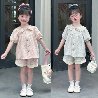 Set Bộ Hè Đũi Mềm Cộc Tay Phối Ren Cho Bé Gái Đi Học Đi Chơi 8-26kg