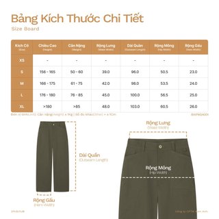 3PhầnTư - Quần Dài Work Pants Ống Đứng Vải Elasterell-P Dệt Chéo - BWPM24001