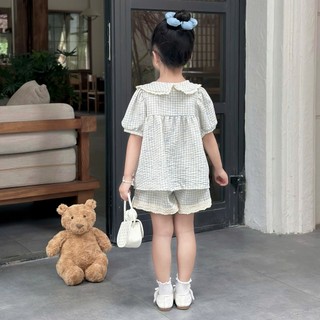 Set Bộ Hè Đũi Mềm Cộc Tay Phối Ren Cho Bé Gái Đi Học Đi Chơi 8-26kg