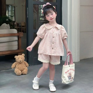 Set Bộ Hè Đũi Mềm Cộc Tay Phối Ren Cho Bé Gái Đi Học Đi Chơi 8-26kg