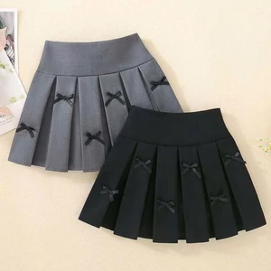 Chân Váy Xếp Ly bé gái đính Nơ Nhỏ Dễ Thương Form Ngắn Cạp Cao Tôn Dáng cho mẹ và bé
