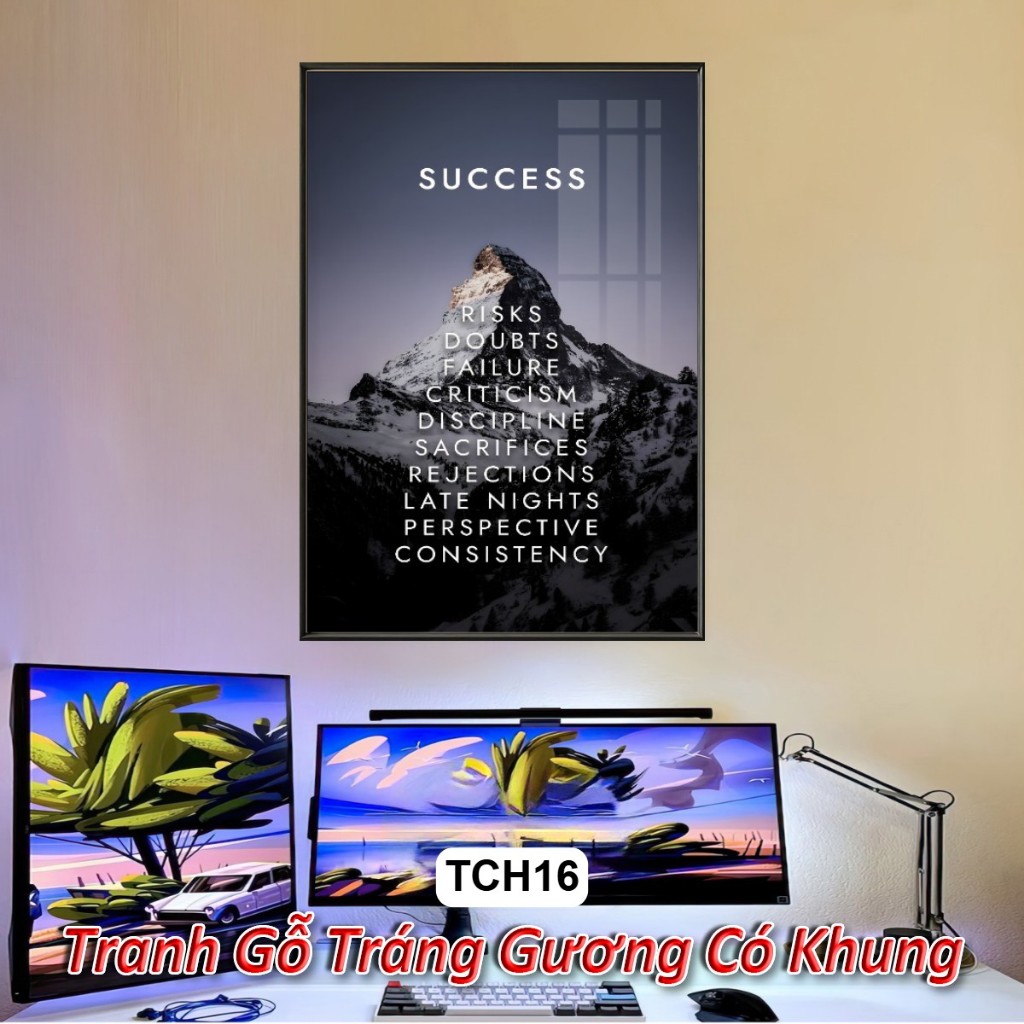 Bộ Sưu Tập Tranh Động Lực Truyền Cảm Hứng Tráng Gương Khung Composite Decor Treo Tường