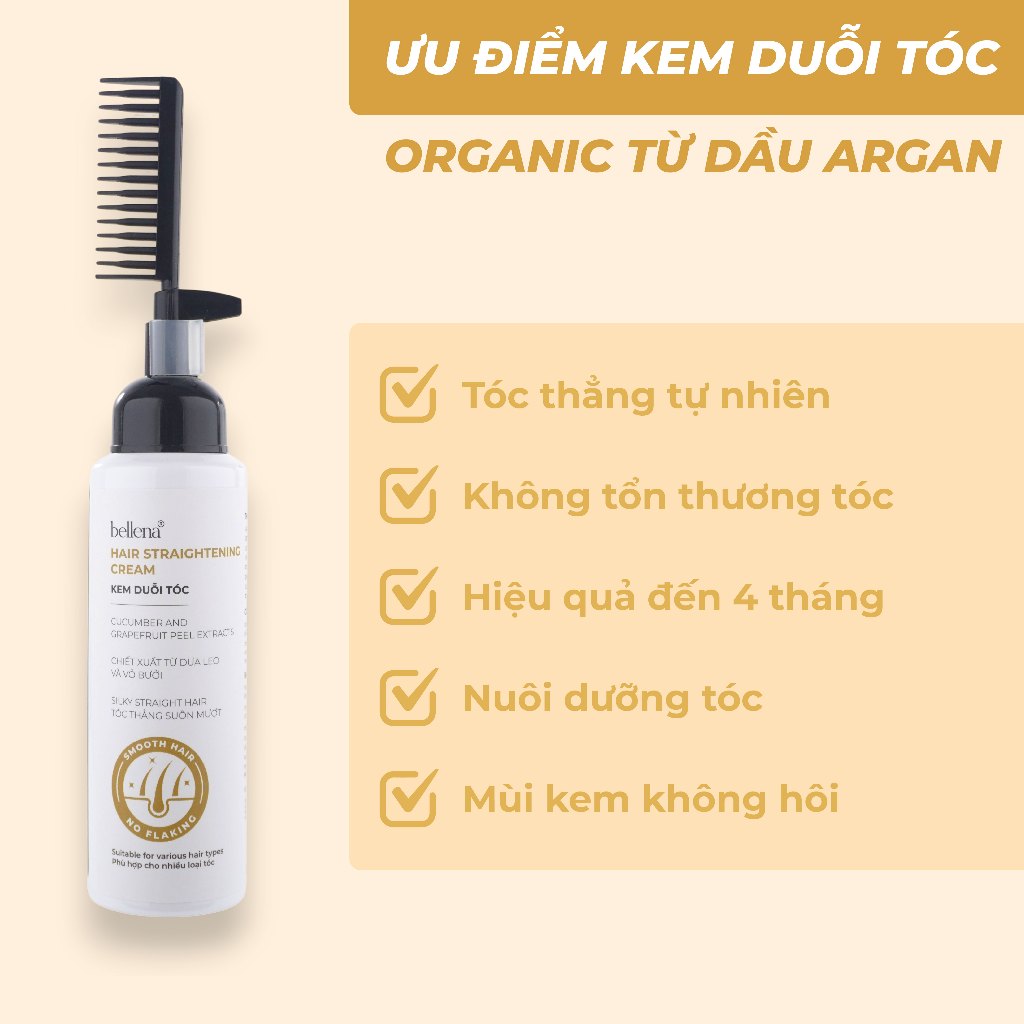 Thuốc duỗi tóc tại nhà kem ép duỗi tóc tại nhà thành phần argan Bellena Hair Straightening Cream 250ml