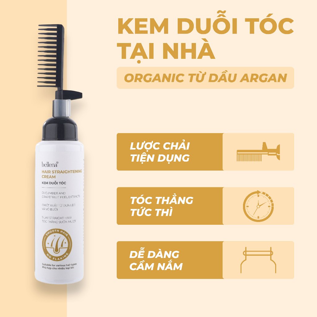 Thuốc duỗi tóc tại nhà kem ép duỗi tóc tại nhà thành phần argan Bellena Hair Straightening Cream 250ml