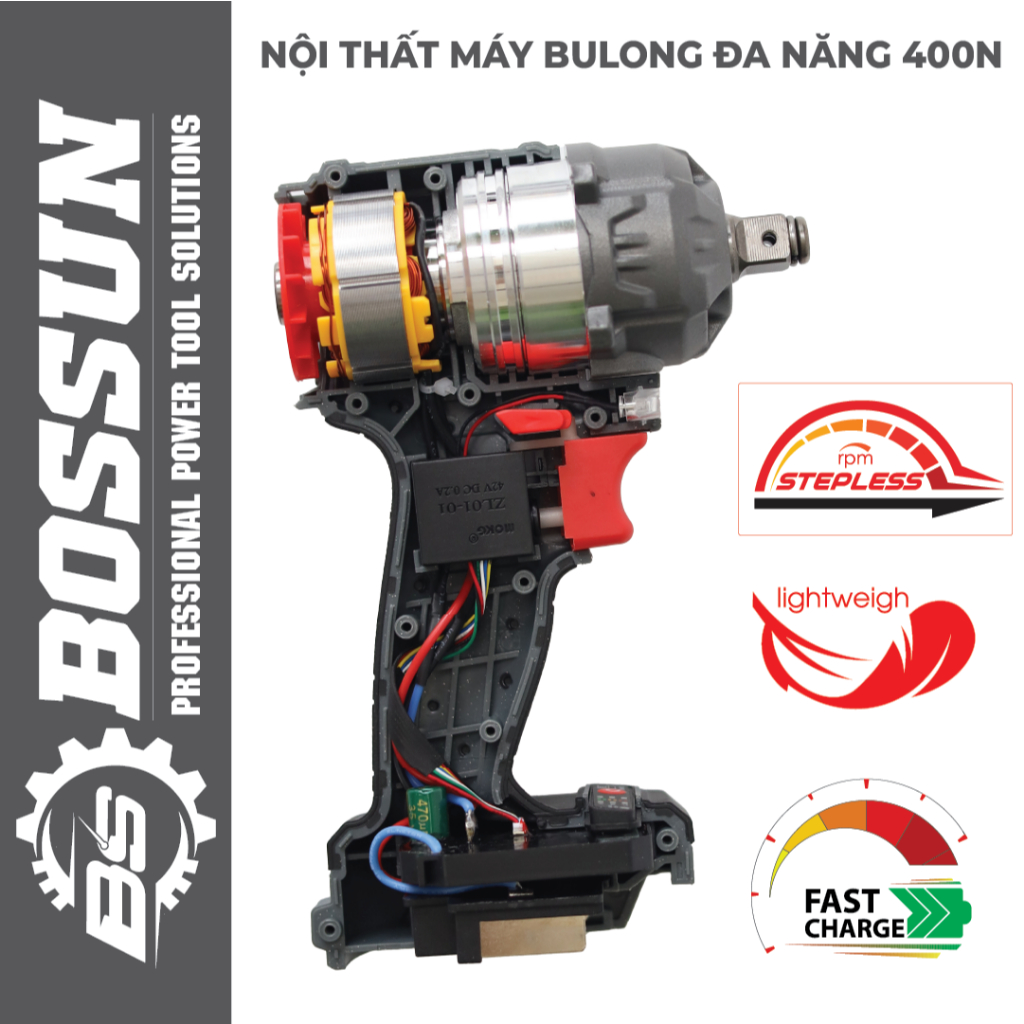 Combo BOSSUN 21V: Máy Siết Bu Lông 400Nm M21B-IW400N + Máy Mài Góc M21B-AG100PRO – Brushless, Pin 6.0Ah, Trọn Bộ Phụ Kiệ