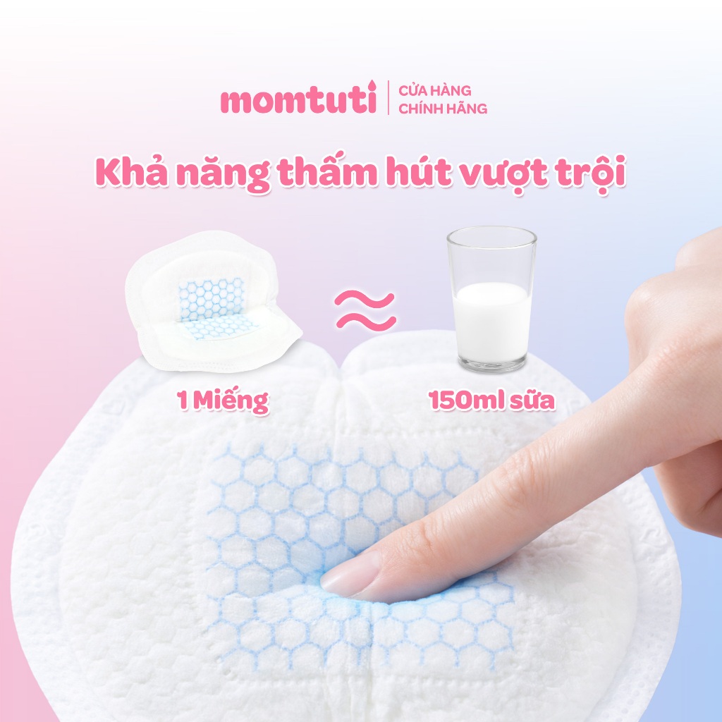 [SVIP] Miếng Lót Thấm Sữa Mỏng Nhẹ Thấm Hút Nhanh Momtuti Dành Cho Mẹ Bỉm Chống Tràn 360 độ (30 miếng/hộp)
