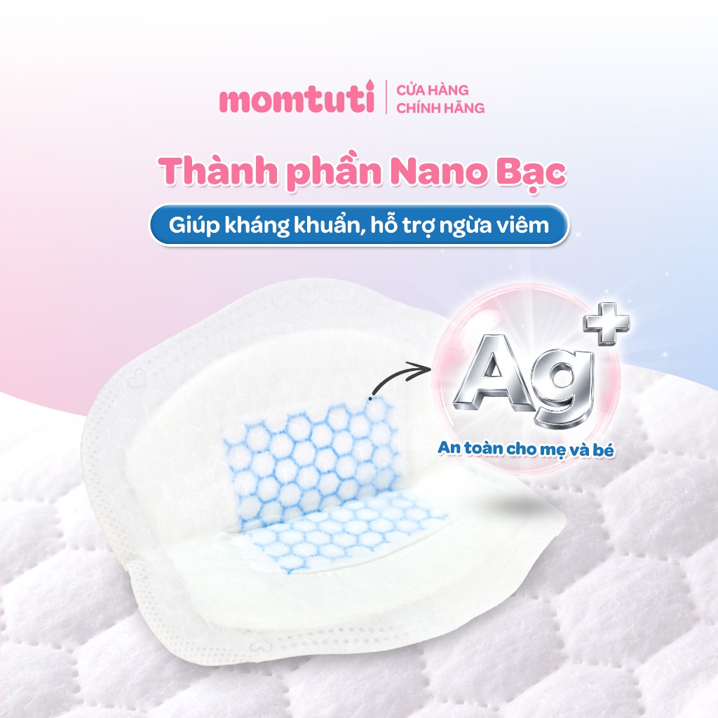[SVIP] Miếng Lót Thấm Sữa Mỏng Nhẹ Thấm Hút Nhanh Momtuti Dành Cho Mẹ Bỉm Chống Tràn 360 độ (30 miếng/hộp)