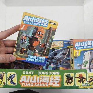 Đồ chơi lắp ghép xếp hình Tung Tung Sahur khối xây dựng đồ chơi gậy gỗ HT Toys