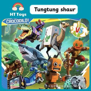 Đồ chơi lắp ghép xếp hình Tung Tung Sahur khối xây dựng đồ chơi gậy gỗ HT Toys
