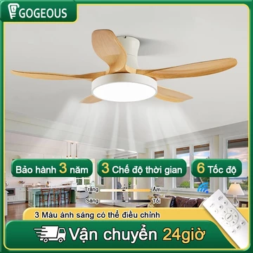 Quạt trần GOGEOUS 5 cánh quạt trần đèn 56INCH cho phòng bếp phòng khách 3chế độ đèn quạt trần dễ lắp