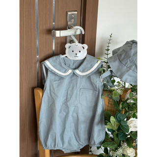 Set body bé yêu kèm mũ xinh xắn màu xanh