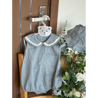 Set body bé yêu kèm mũ xinh xắn màu xanh