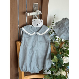 Set body bé yêu kèm mũ xinh xắn màu xanh