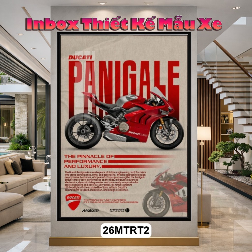 [INBOX THIẾT KẾ XE] Tranh Tráng Gương Poster Xe Phân Khối Lớn Phong Cách Retro – Z1000, Panigale, CBR1000RR, R1 Có Khung
