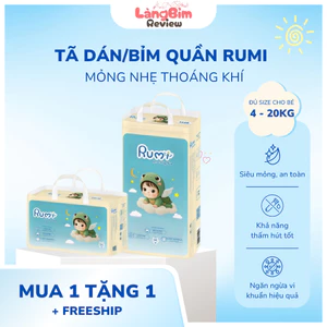 Tã Dán/Bỉm Quần Rumi Siêu Mỏng Mềm Mại, Chống Tràn, Thấm Hút Tốt Đủ Size Cho Bé Từ 4kg - 20kg Chính Hãng