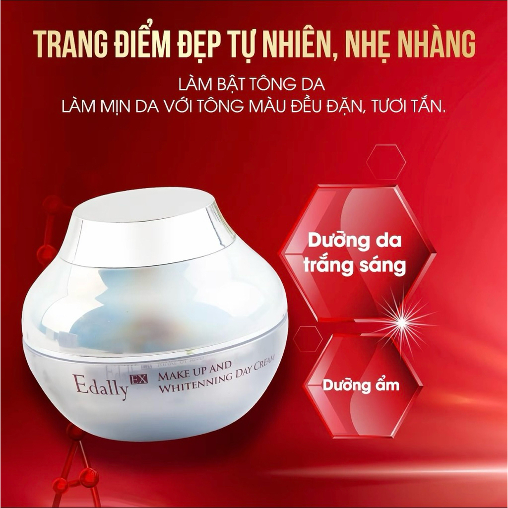 Kem trang điểm dưỡng trắng da Edally EX Hàn Quốc – Make Up And Whitenning Day Cream che khuyết điểm 50g