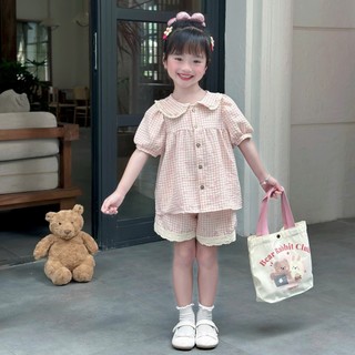 Set Bộ Hè Đũi Mềm Cộc Tay Phối Ren Cho Bé Gái Đi Học Đi Chơi 8-26kg