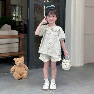 Set Bộ Hè Đũi Mềm Cộc Tay Phối Ren Cho Bé Gái Đi Học Đi Chơi 8-26kg