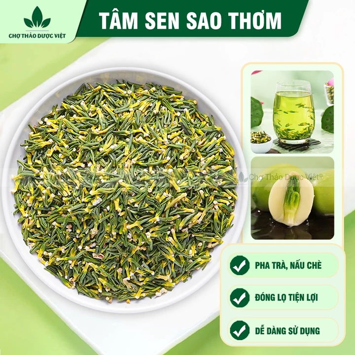 Trà tâm sen khô 100g, tim sen sao thơm, trà tâm sen, không lẫn tạp chất - Chợ Thảo Dược Việt