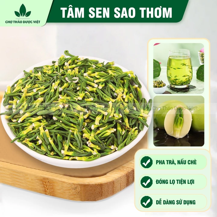 Trà tâm sen khô 500g, tim sen sao thơm, trà tâm sen, không lẫn tạp chất - Chợ Thảo Dược Việt