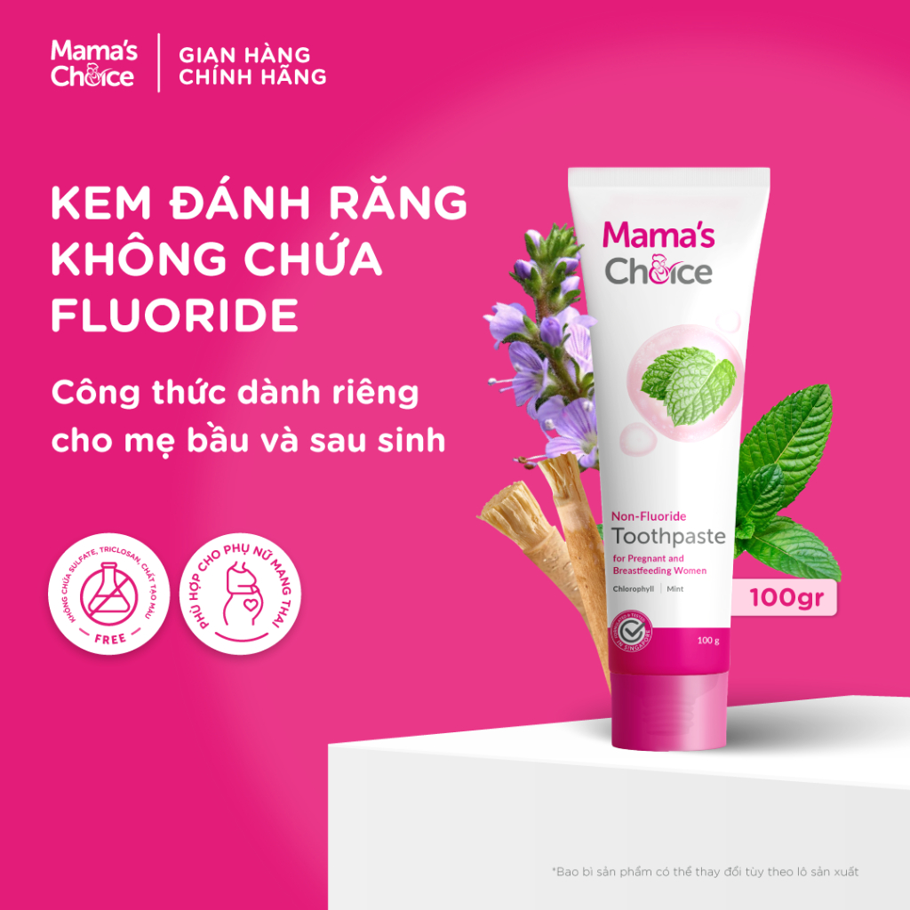 Kem Đánh Răng Mama’s Choice – Không Chứa Fluoride, An Toàn Cho Mẹ Bầu & Cho Con Bú | Đã Đăng Ký BPOM & Chứng Nhận Halal
