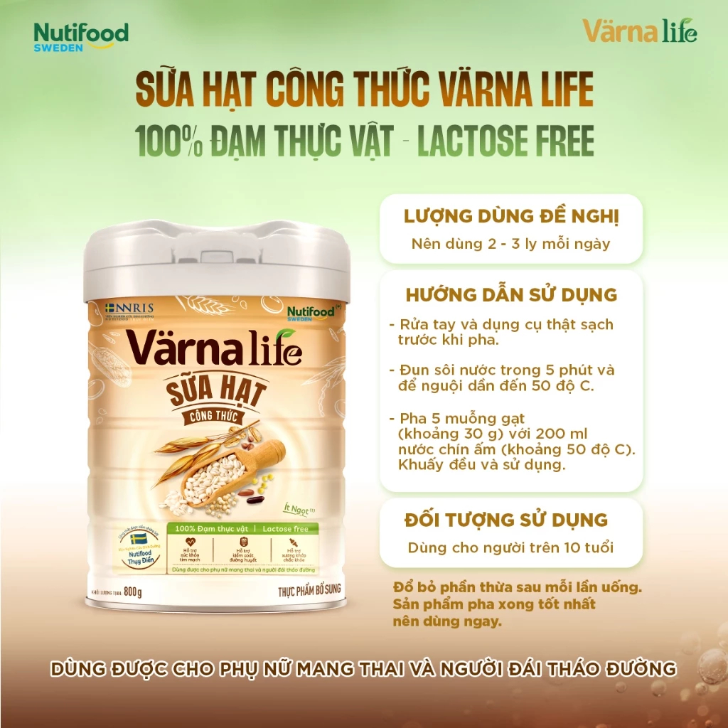 Varna Life Nutifood (800G) - Sữa Hạt Công Thức Từ Thụy Điển