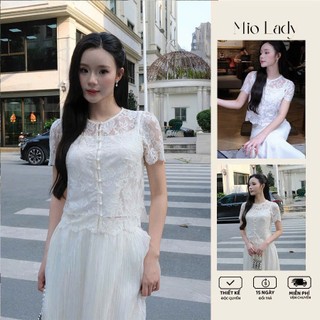 Áo Ren Nữ Cổ Tròn Tay Ngắn Kèm Áo Hai Dây Lụa – Thanh Lịch, Dễ Phối Đi Làm Đi Chơi MioLady AO032