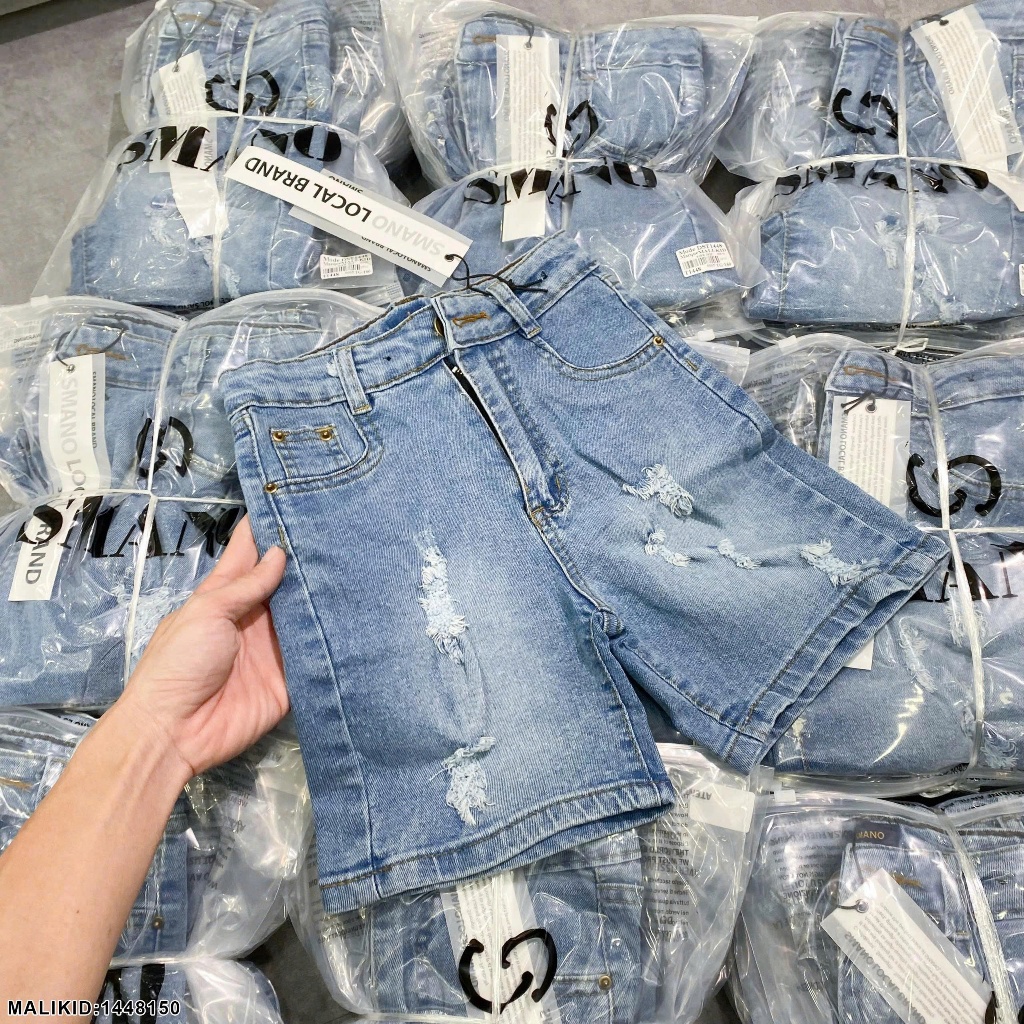 Quần bò xanh cho bé trai rách nhẹ hàng mới cao cấp-Quần bò ngắn cho bé trai túi rách hàng siêu đẹp