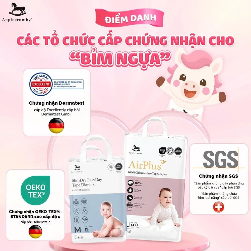 [ MEGA ] Bỉm dán/quần 𝐀𝐏𝐏𝐋𝐄𝐂𝐑𝐔𝐌𝐁𝐘 Overnight + SLIM cao cấp Malaysia mẫu mới cho bé