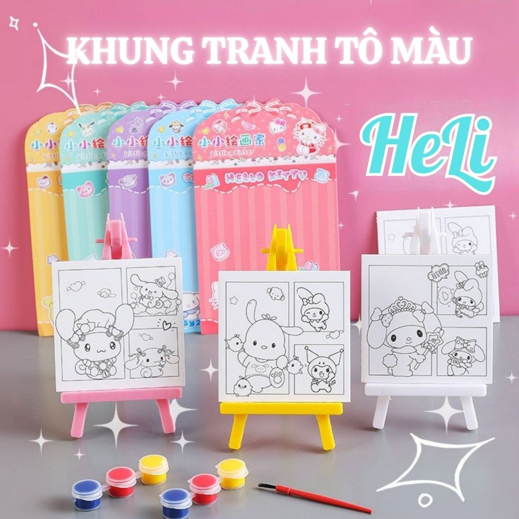 HK0041 KHUNG TRANH TÔ MÀU KÈM MÀU NƯỚC CHO BÉ, QUÀ TẶNG SINH NHẬT DIY DỄ THƯƠNG