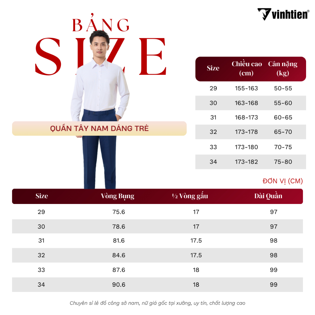 Quần Tây Nam Thời Trang Dáng Trẻ Vĩnh Tiến 425 - Nhiều Màu