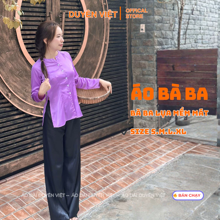 Áo Bà Ba Lụa Gấm Thêu Hoa – Duyên Việt | Thanh Lịch, Truyền Thống, Tinh Tế.Áo Bà Ba Trơn Đủ Màu.