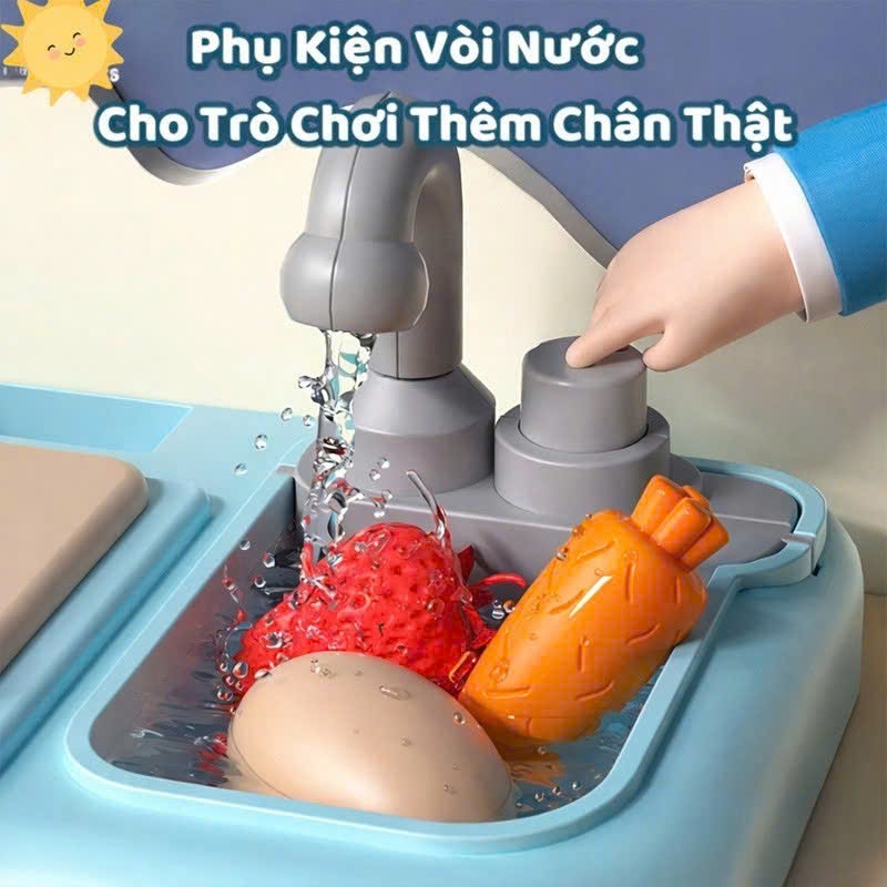 Bộ Đồ Chơi Nhà Bếp 2 Tầng Có Hiệu Ứng Khói Và Âm Thanh, Đồ Chơi Nội Thất Nhà Bếp Cho Bé