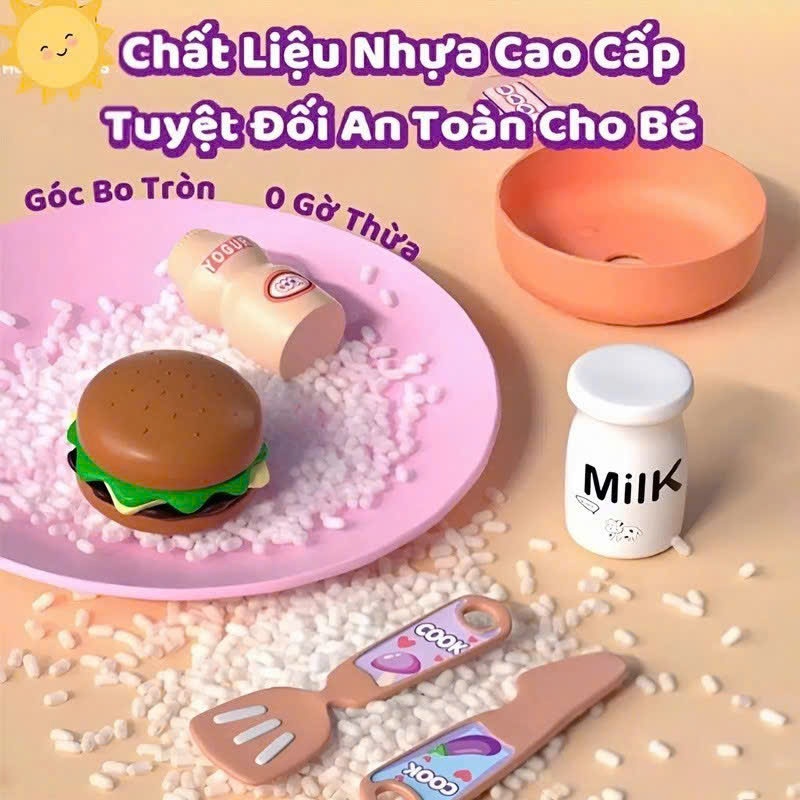 Bộ Đồ Chơi Nhà Bếp 2 Tầng Có Hiệu Ứng Khói Và Âm Thanh, Đồ Chơi Nội Thất Nhà Bếp Cho Bé