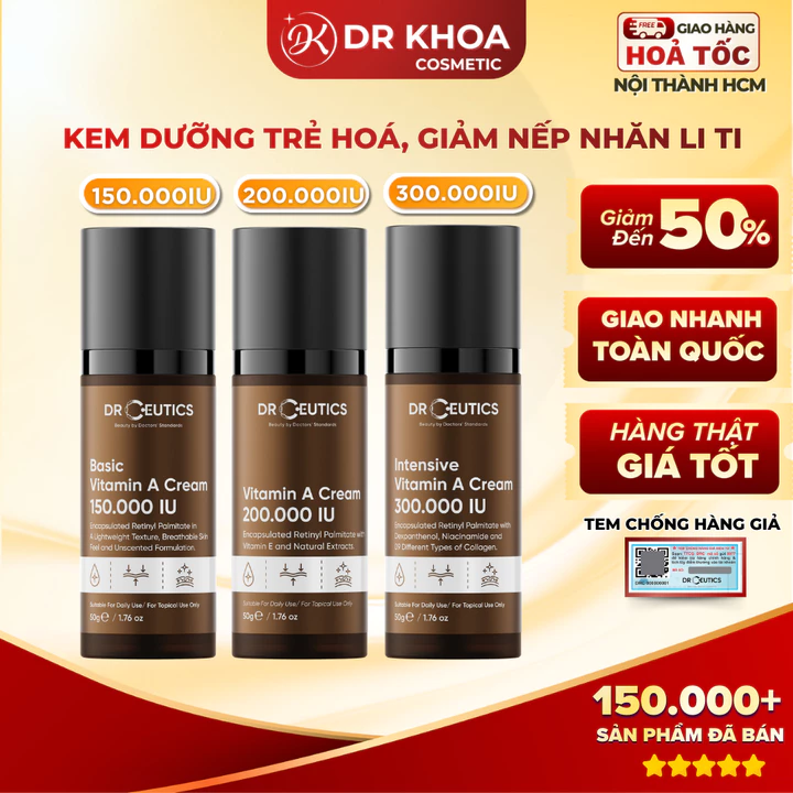 Kem Dưỡng Drceutics Trẻ Hoá Căng Mịn Da Chứa Vitamin A Cho Mọi Loại Da 50g