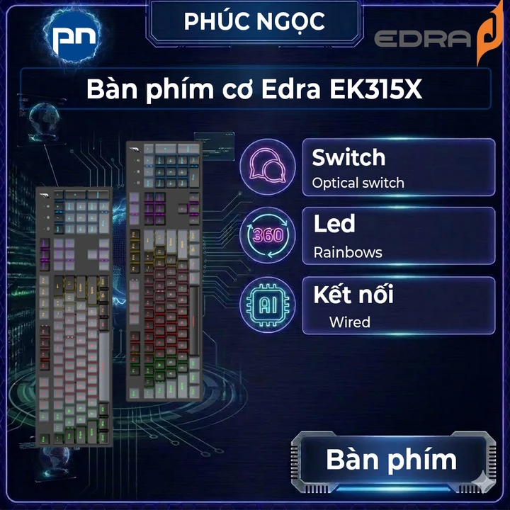 Bàn phím EK315X, bàn phím cơ gaming, bàn phím máy tính, bàn phím cơ chính hãng - Phúc Ngọc