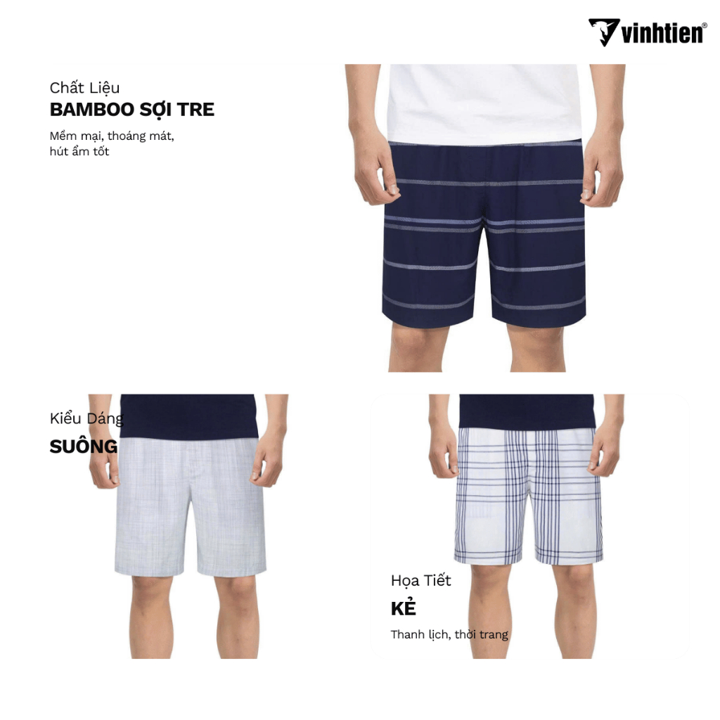 Quần Đùi Nam Vải Sợi Tre Vĩnh Tiến 159 - Nhiều Màu