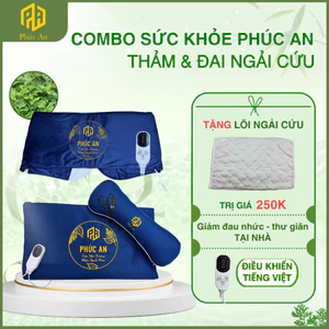 Combo Thảm gối & Đai ngải cứu Phúc An, Tặng kèm lõi ngải cứu, Trọn bộ chăm sóc sức khỏe tại nhà