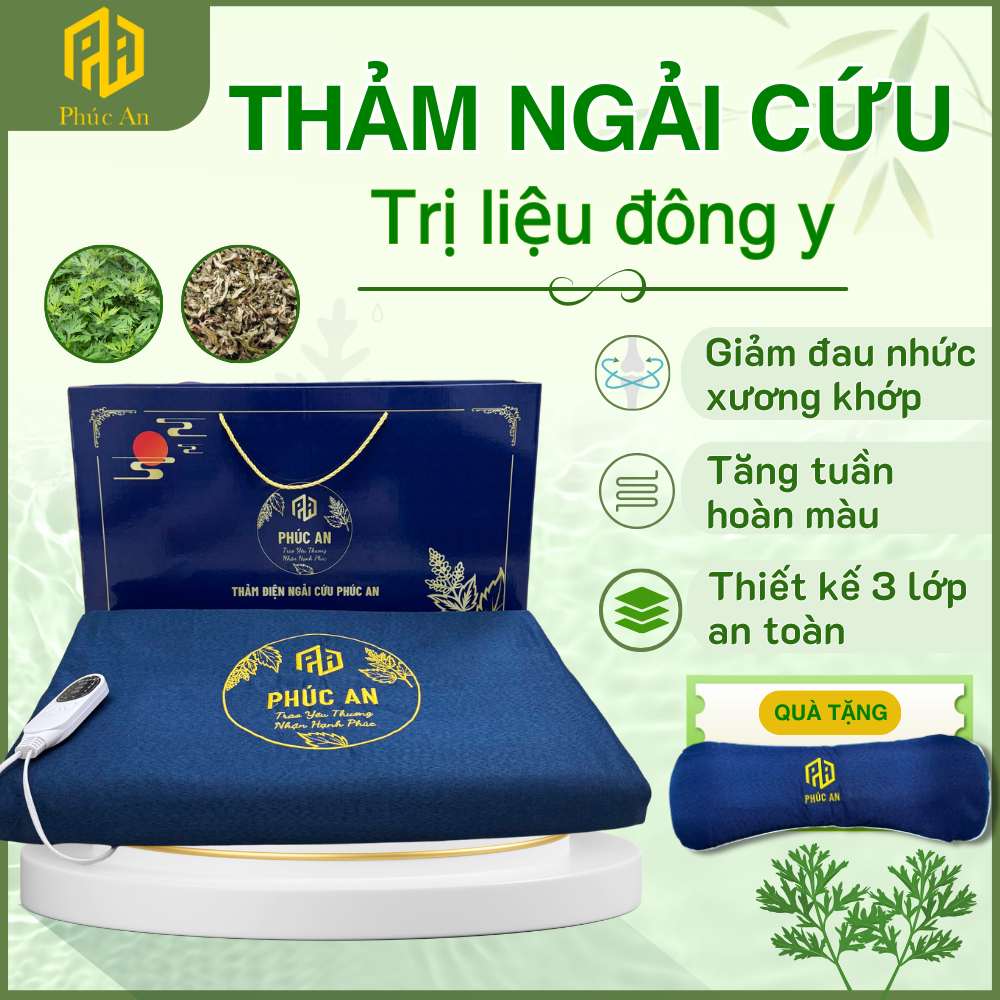 Combo Thảm gối & Đai ngải cứu Phúc An, Tặng kèm lõi ngải cứu, Trọn bộ chăm sóc sức khỏe tại nhà