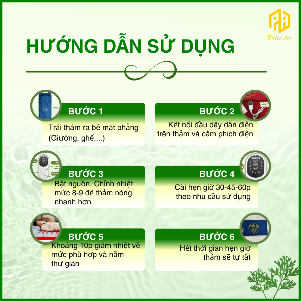 Combo Thảm gối & Đai ngải cứu Phúc An, Tặng kèm lõi ngải cứu, Trọn bộ chăm sóc sức khỏe tại nhà