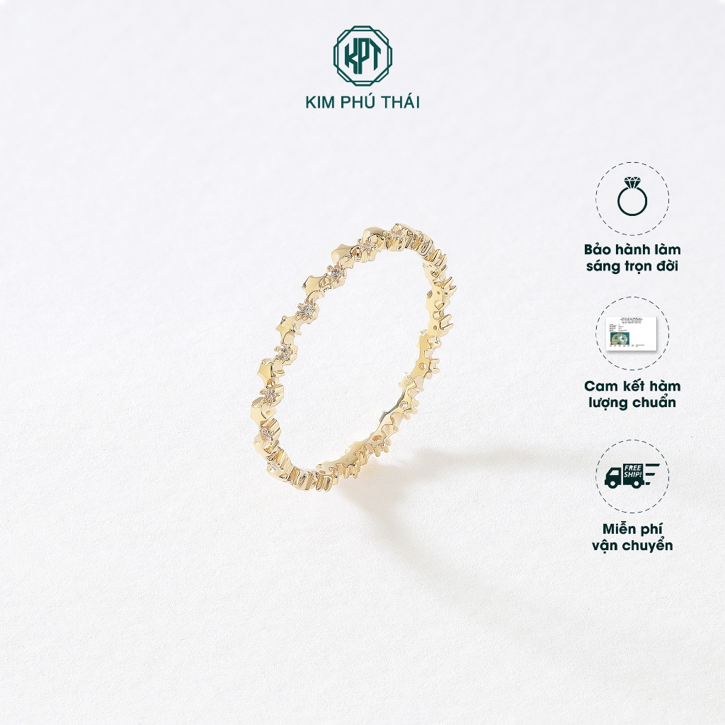 Nhẫn Nữ KIM PHÚ THÁI Vàng 10K Thiết Kế Ngôi Sao Đan Xen Đá CZ Cao Cấp – NV27