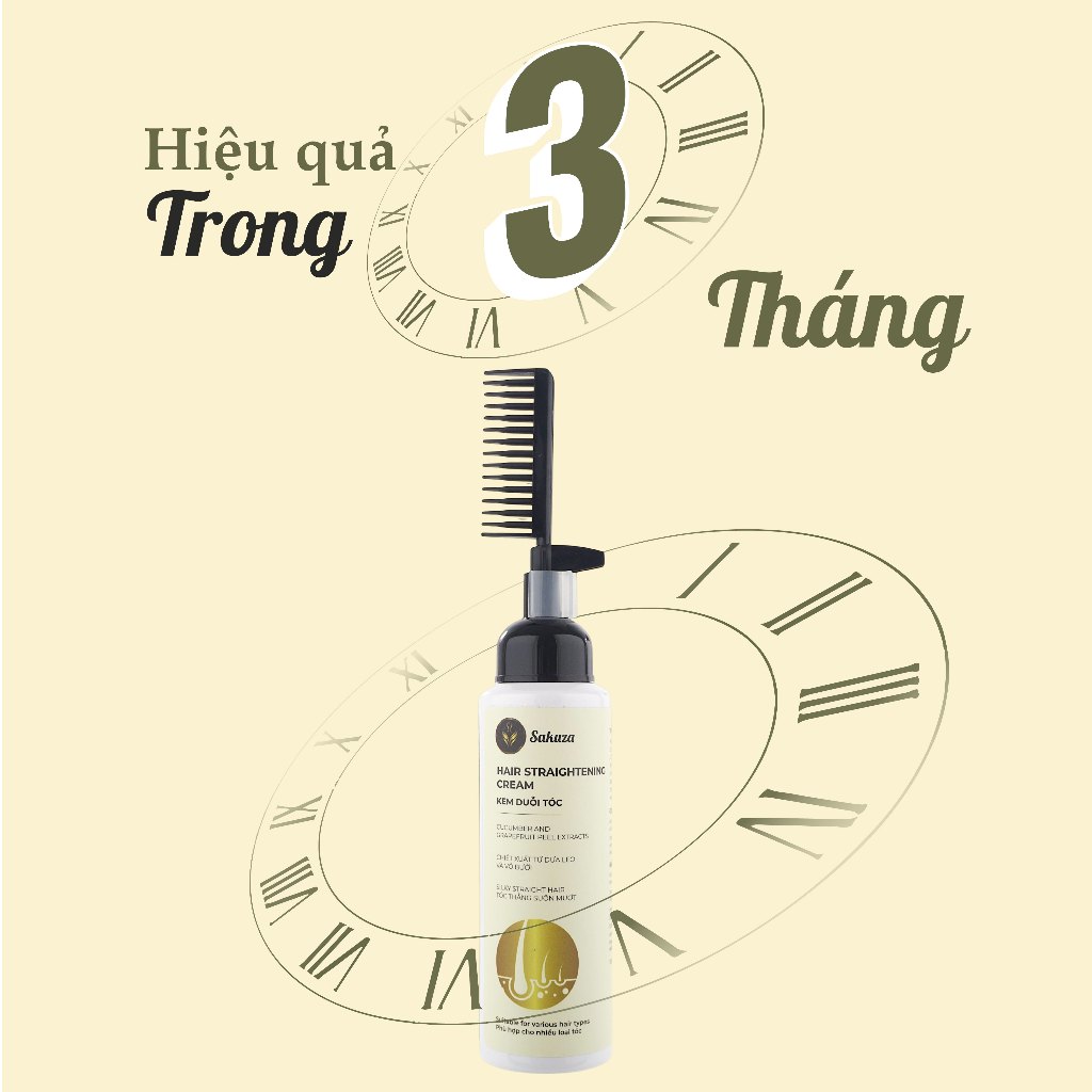 Thuốc duỗi tóc tại nhà thành phần Olive phục hồi không làm tổn thương tóc Sakuza Hair Straightening Cream 250ml