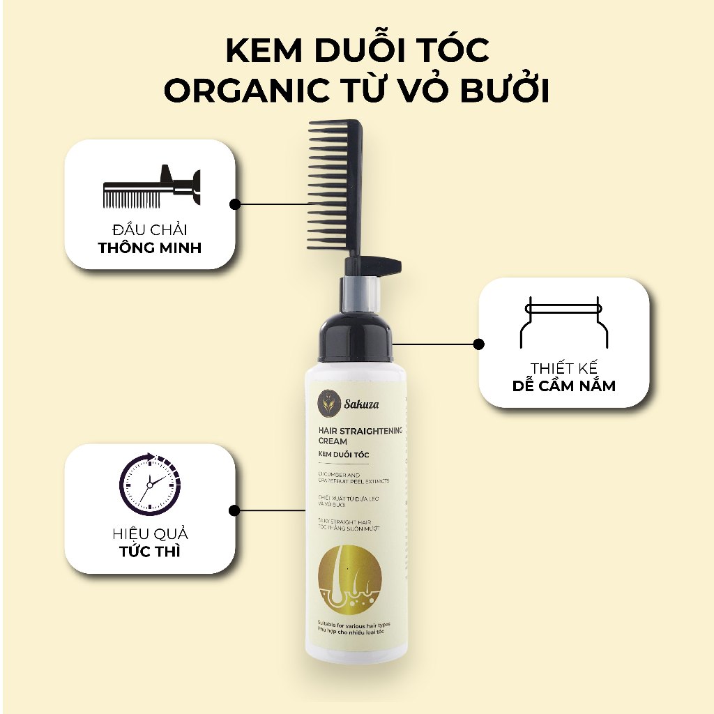 Thuốc duỗi tóc tại nhà thành phần Olive phục hồi không làm tổn thương tóc Sakuza Hair Straightening Cream 250ml