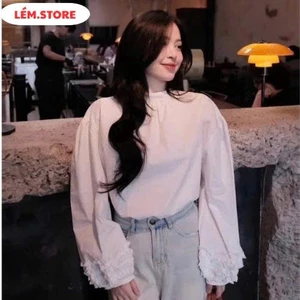 AO SƠ mi cổ trụ tay bồng dáng xuông phong cách hàn quốc cho nàng