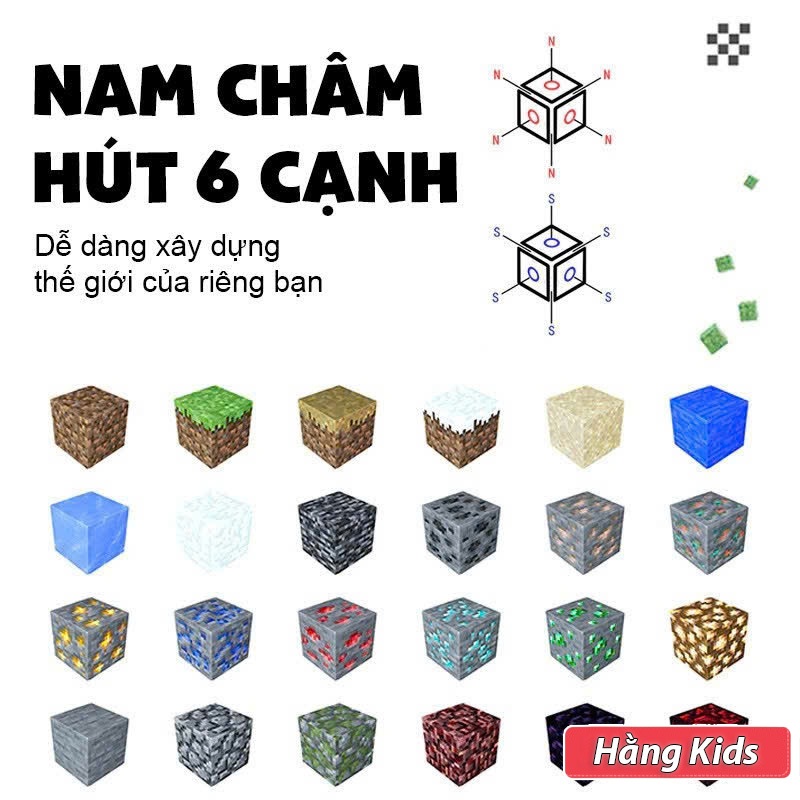 Đồ Chơi 500 Khối Nam Châm Từ Tính Đồ Chơi Mô Hình Lắp Ráp Kiến Trúc khối nam châm từ tính Mincraft