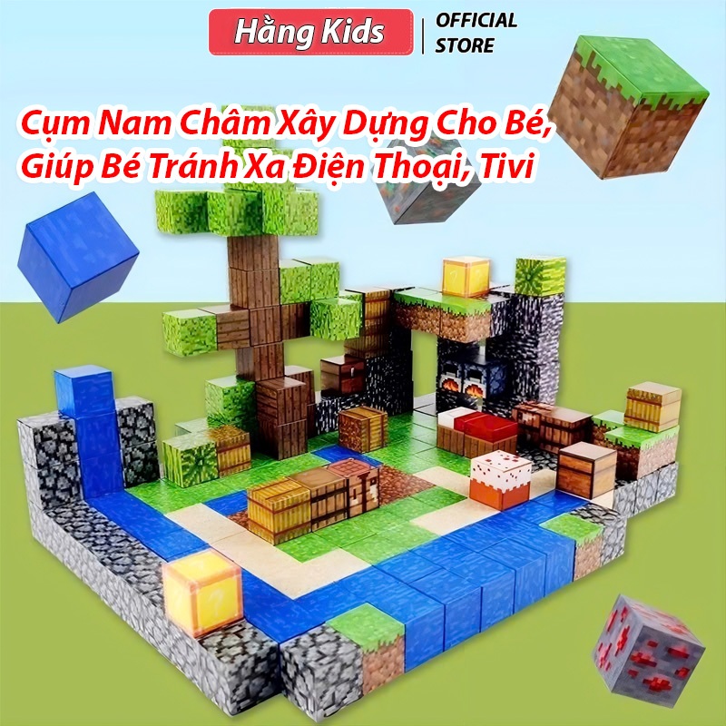 Đồ Chơi 500 Khối Nam Châm Từ Tính Đồ Chơi Mô Hình Lắp Ráp Kiến Trúc khối nam châm từ tính Mincraft