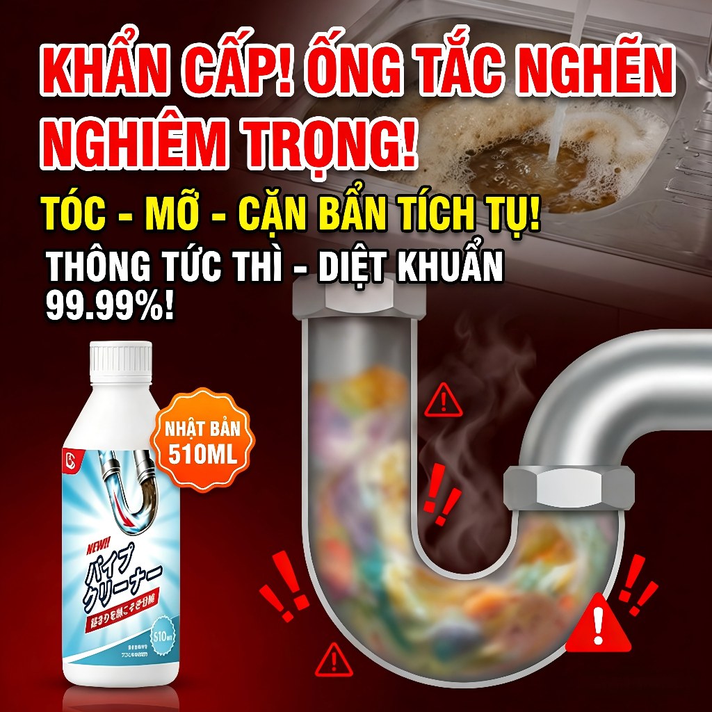 Đa năng Dung dịch thông tắc - thông cống - thông tắc bồn cầu, sạch nghẹt tức thì - M1T1 - mua 1 tặng 1 510ml