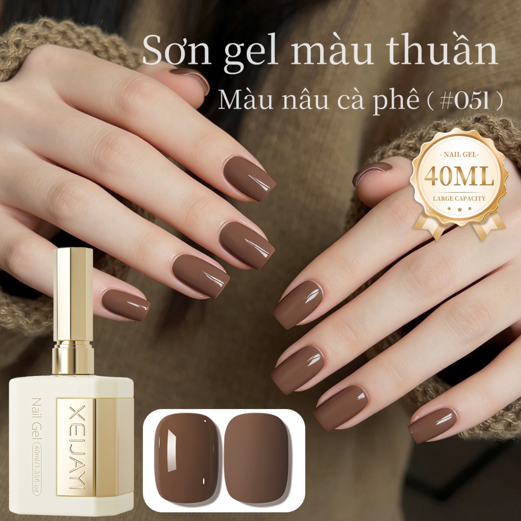 XEIJAYI 40ml - Sơn móng tay dạng gel màu nâu mới, bền màu và thích hợp sử dụng tại salon.