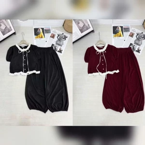 SET BỘ nơ cổ quần bo gấu đơn giản nhẹ nhàng cho nàng